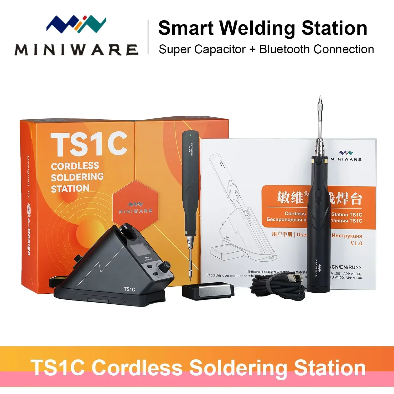 MINIWARE TS1C Original Cordless Digital Soldering Station Bluetooth Super Capacitor Electric Welding Iron Rework SMD Repair Tool