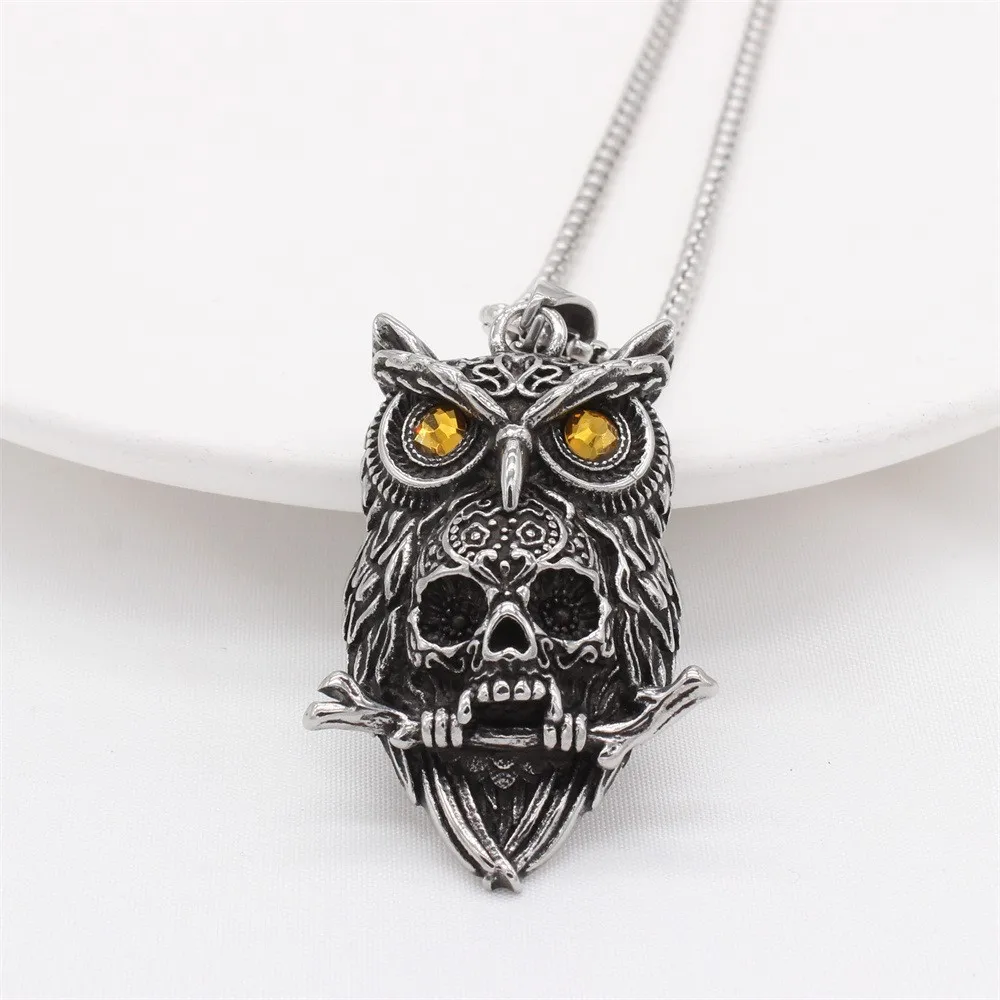 Dark Punk Gothic Skull Owl Retro Alloy Pendant Necklace Personality Men Hip Hop Pendants Jewelry Fashion Necklace Accessory