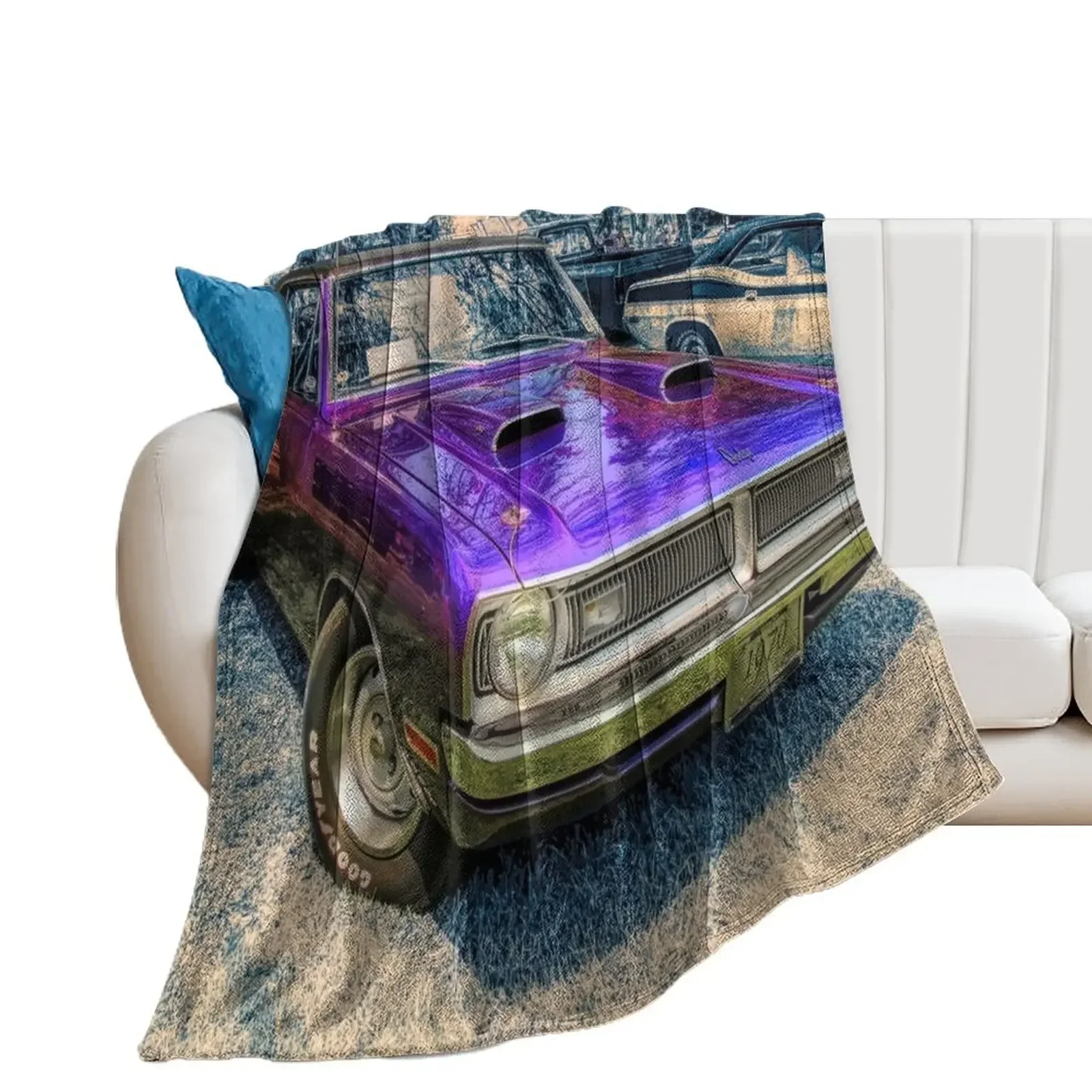 Purple 1970 Dart Swinger Front Throw Blanket for sofa Sofas Blankets