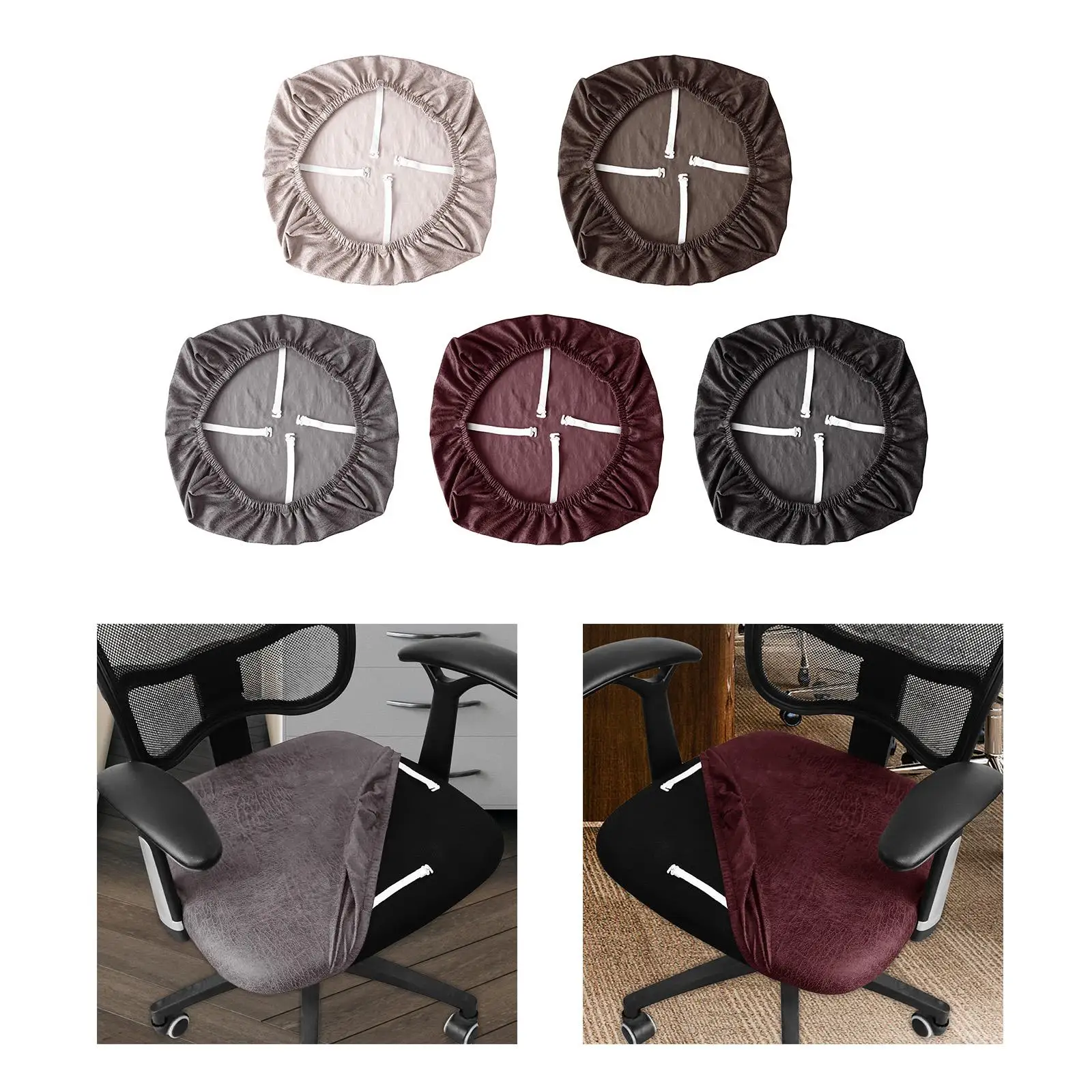 Stretch Office Chair Cover Kitchen Removable Solid Rotating Chair Slipcover
