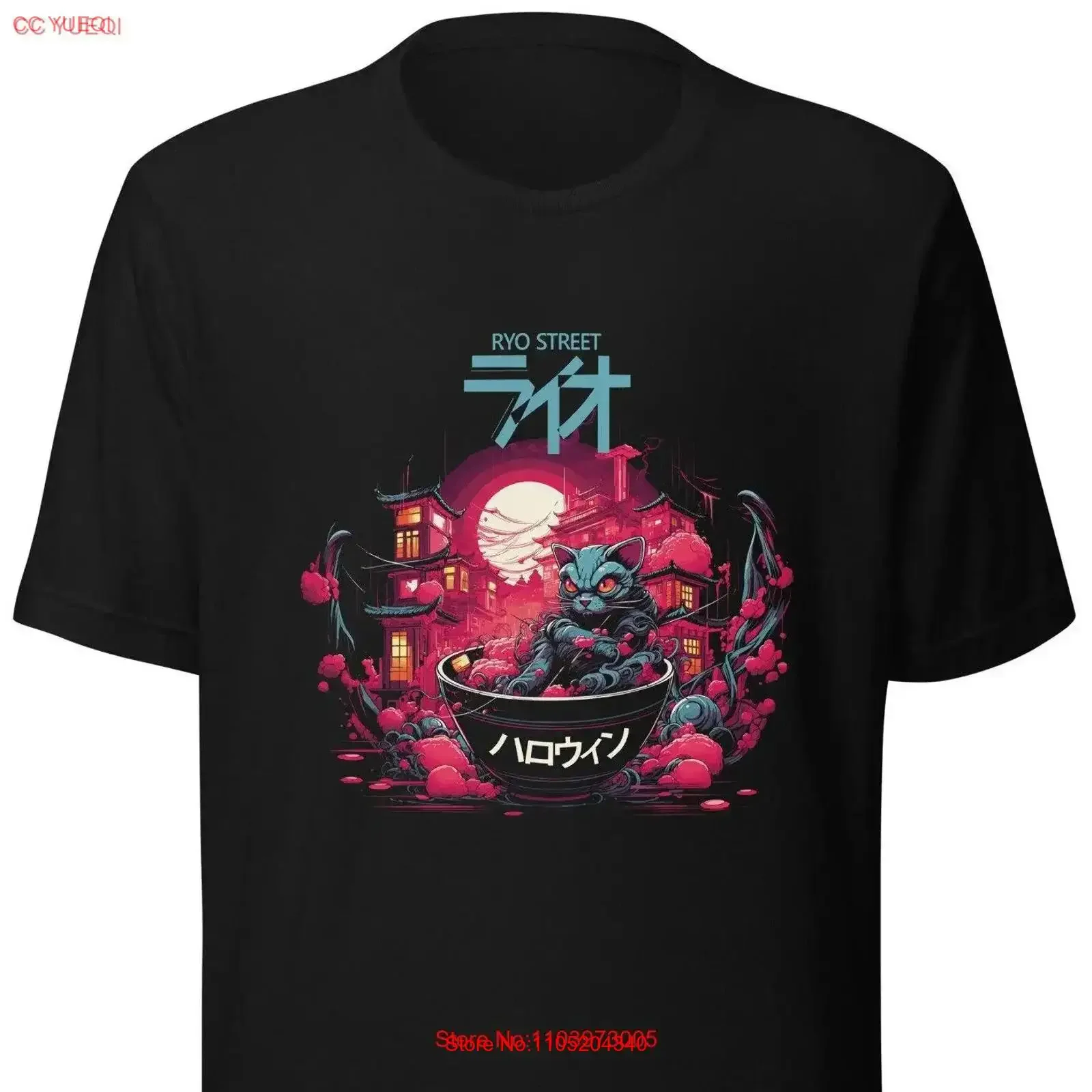 

Dark Ramen Cat ハロウィン T Shirt vintage Washed designer clothes fashion streetwear Slightly Versatile Breathable Casual