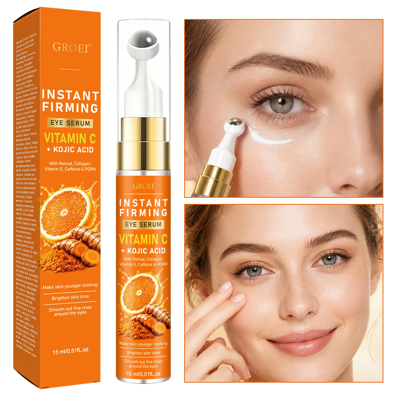 GROEI Vitamin C Kojic Acid Rol - огляд і ціна Caffeine Eye Serum
