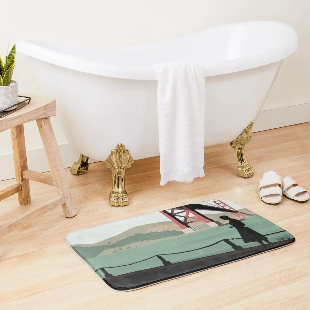 

Vertigo Golden Bridge Illustration by Burroi Bath Mat For Hallway On The Floor Bathroom Accessories Mat