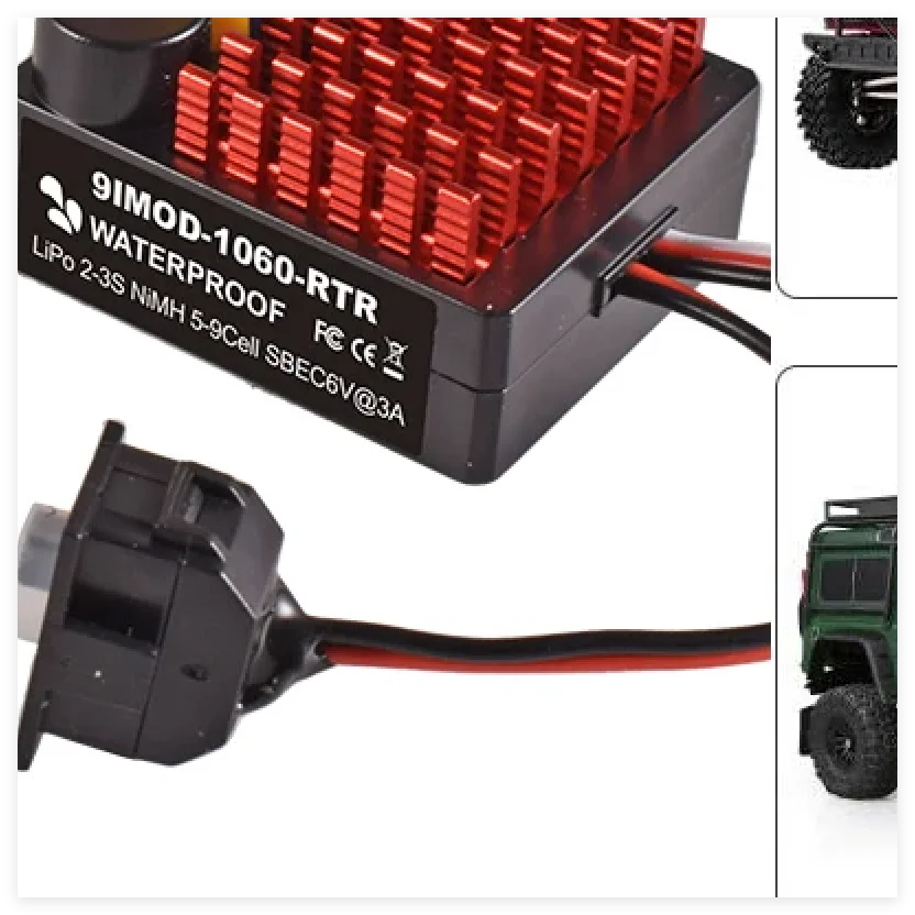 

9IMOD 1060 RTR 60A Brushed ESC Electronic Speed Controller Waterproof BEC 6V3A for 1/10 Scale Axial SCX10 TRX4 TRX6 D9 2-3S LiPo