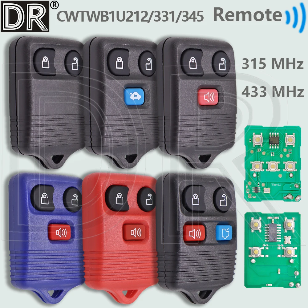 

Беспроводной ключ-пульт для автомобиля DR CWTWB1U212/331/345 315МГц 433МГц для Ford Escape, Focus, F-серии, Lincoln, Mazda Explorer, Mustang