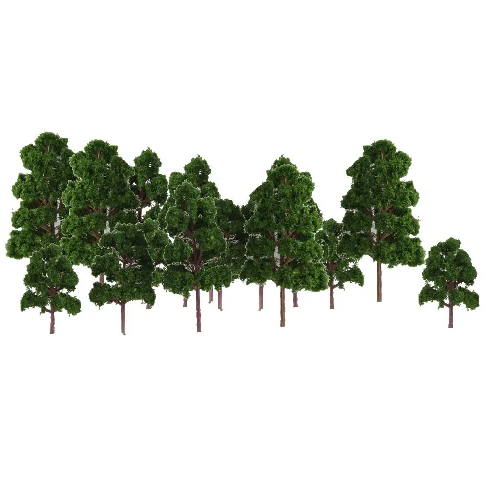 20Pcs Mix Size Model Trees Deep Green for N HO Scale Railroad Village Architecture Layout Diorama Scenery