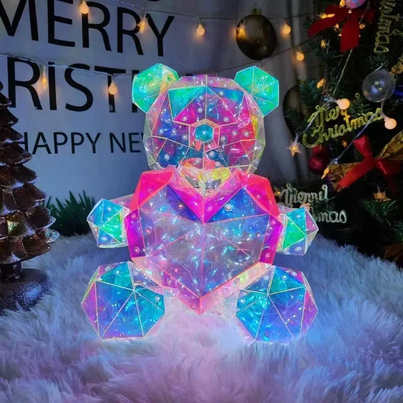 Led Light Up Teddy Bear Romantic Surprise Bear Lamp Colorful Red Heart Bear Girls Birthday Valentine\'S Day Xmas Christmas Gift