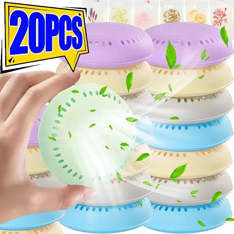 Ambientador sólido para inodoro de 20/1 piezas, fragancia múltiple para ropa, armario, coche, autoadhesivo, ambientador redondo, suministros de baño