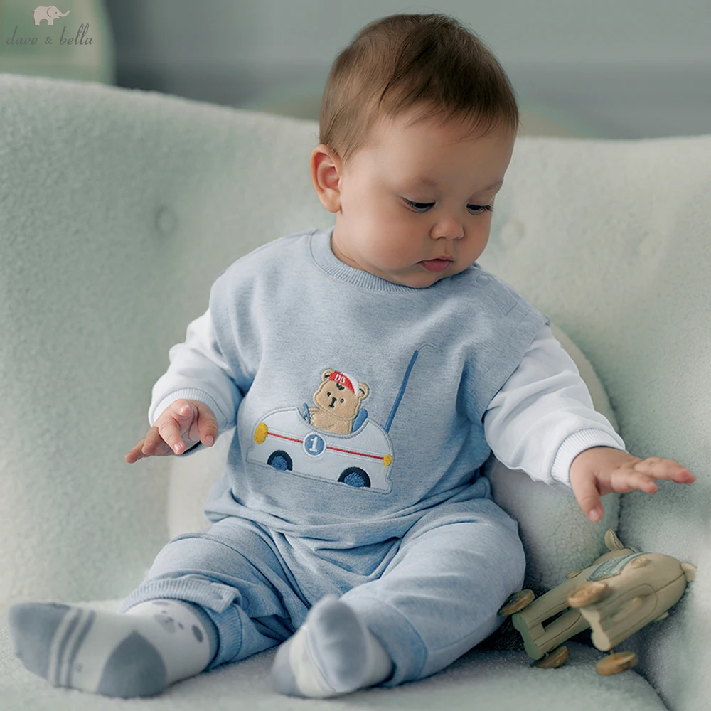 Dave Bella Baby Jumpsuit Boys Autumn Spring Romper Gentle Long Sleeve Cotton 3-24 Monthes Newborn Creeper DB3252953