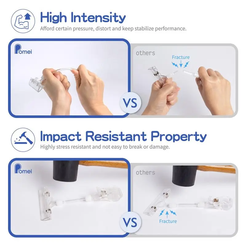 QWE-100 PCS ,Sign Holder Clamp Clear, Price Sign Clip Rotatable Food Signs Holder Stand, Double Display Tag Clips
