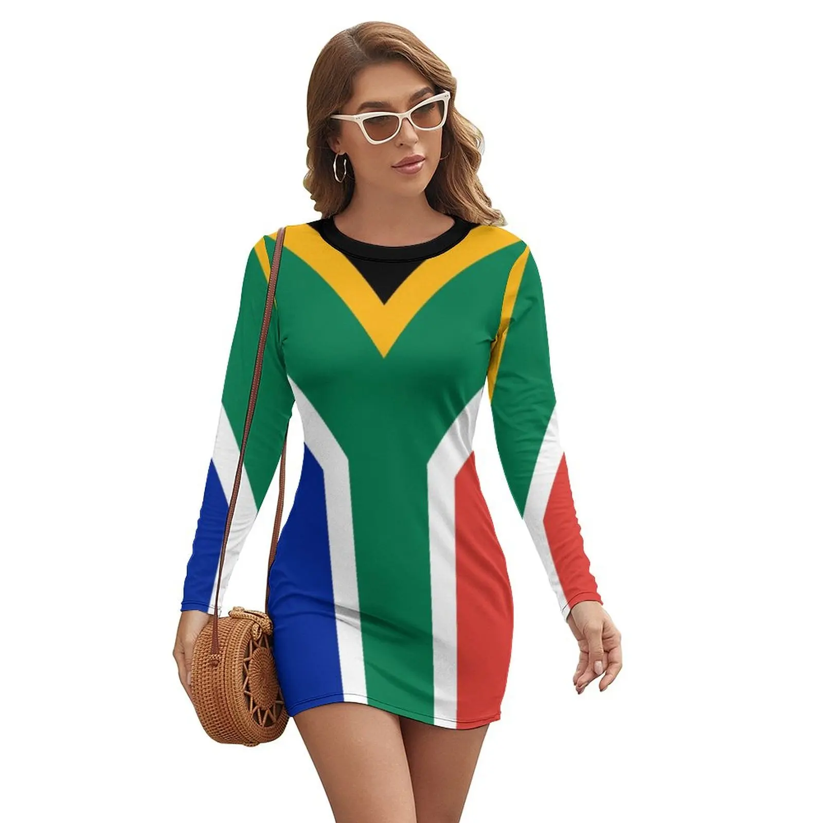 

South Africa Flag Long-sleeved Dress Bride dresses dress women summer 2024 bandage dress