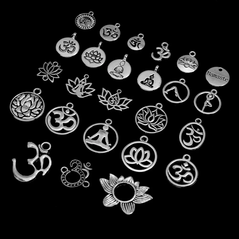 20 sztuk 25 styl Vintage OM joga lotos Namaste Charms wisiorek dla majsterkowiczów brelok bransoletki akcesoria do wyrobu biżuterii akcesoria — zdjęcie 4