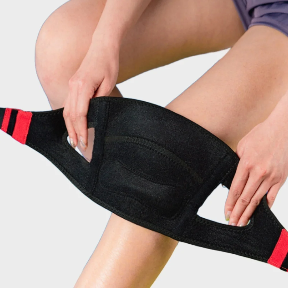 1 Stück Elastische Kniebandage mit offener Patella-Unterstützung, Verstellbare Sport-Knieorthese für Laufen, Fitness und Outdoor-Aktivitäten