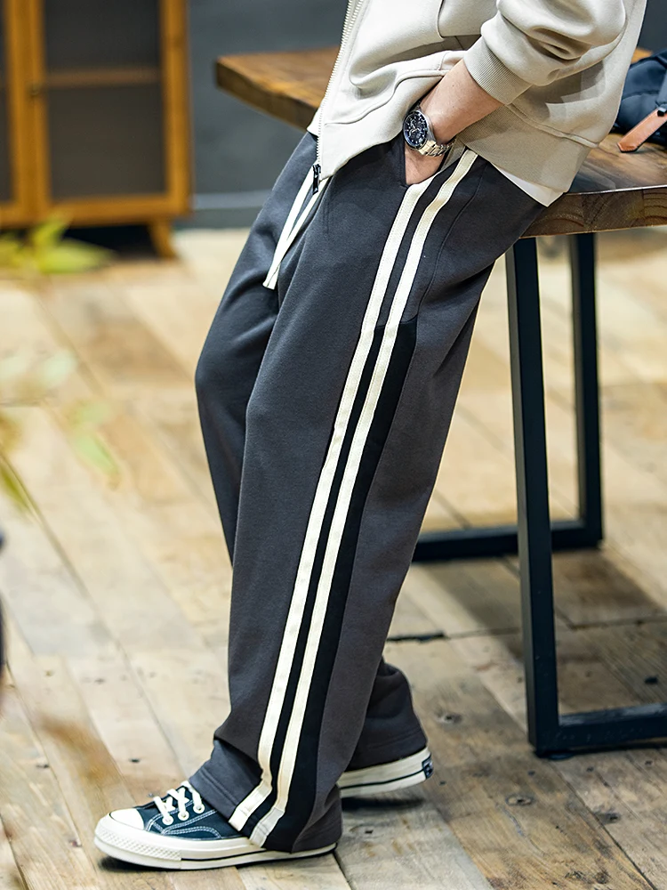 Loose Fit Men's Casual Sports Pants Striped Patchwork Straight Leg Sweatpants Trendy Autumn Fashion plus Size Streetwear
