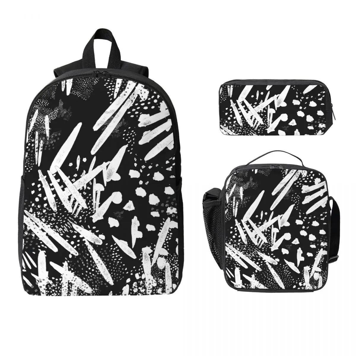 

Seed Pattern Black Backpack Student Boys Girls BookBag School Bag Laptop Shoulder Bags 3ps Insulated Lunch Bag Pencil Case