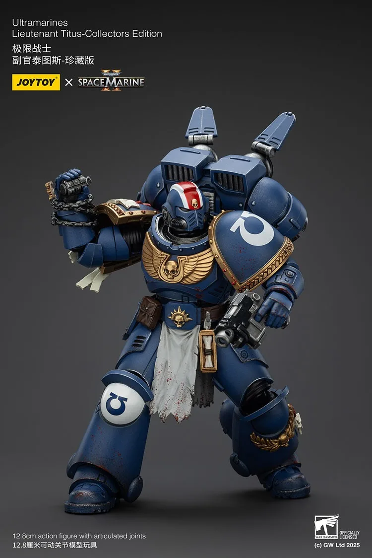JOYTOY Warhammer 40K Ultramarines Lieutenant Titus-Collectors Edition ตัวเลขการกระทําคอลเลกชันตุ๊กตาของขวัญตกแต่งเดิม