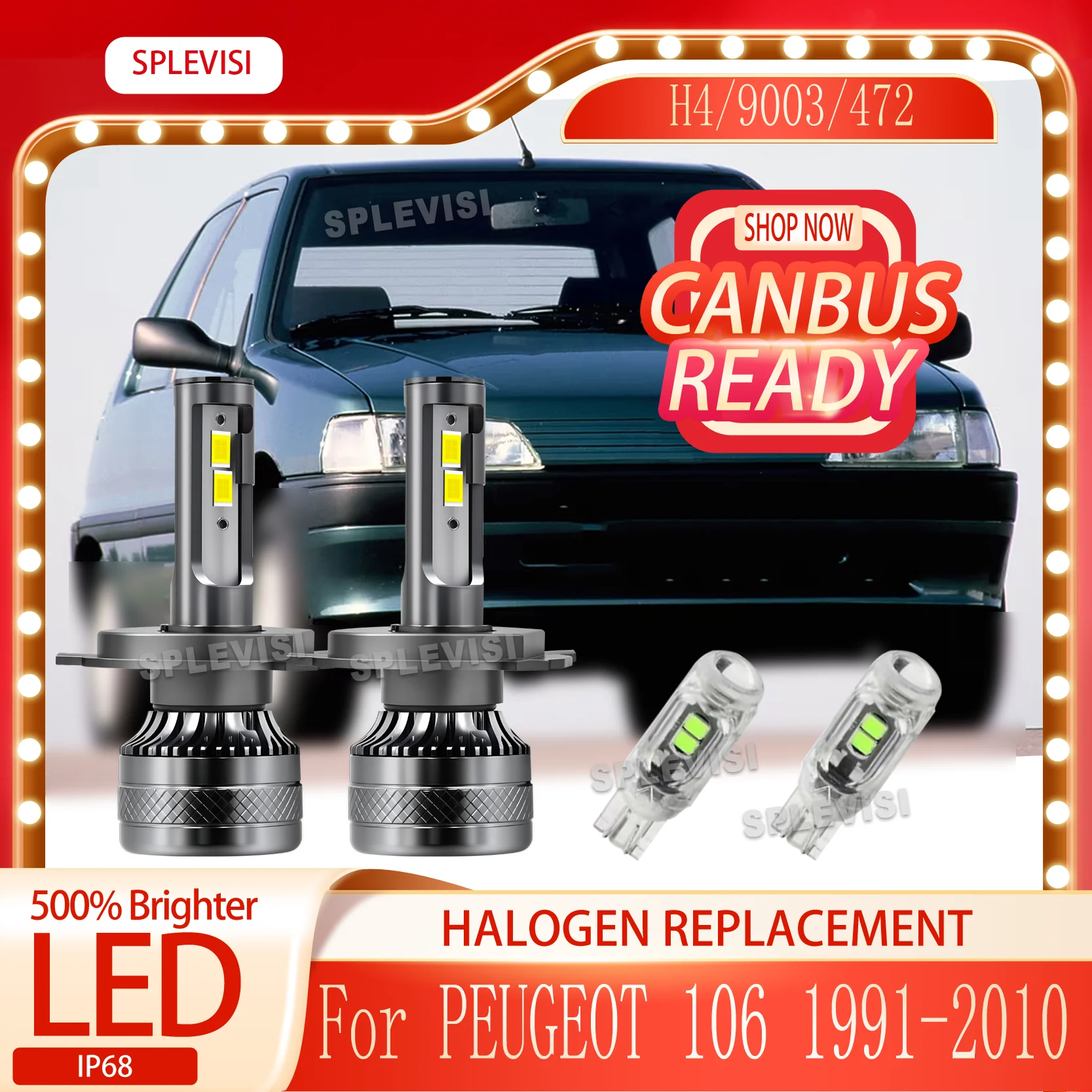 

rapid start-up time with newly upgraded LED headlight waterproof For PEUGEOT 106 1991 1992 1993 1994 1995 1996 1997 1998-2010
