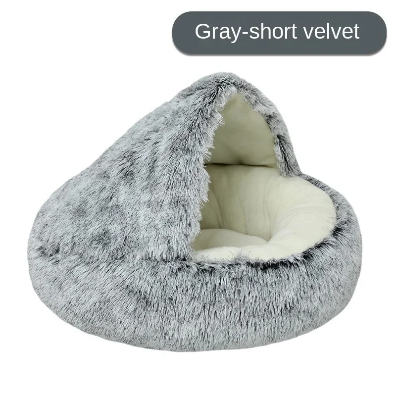 Winter Warm Shell Semi-Closed Cat Nest Pet Cat Bed Semi-Surrounded Kennel Dog Bed Closed Cat Nest