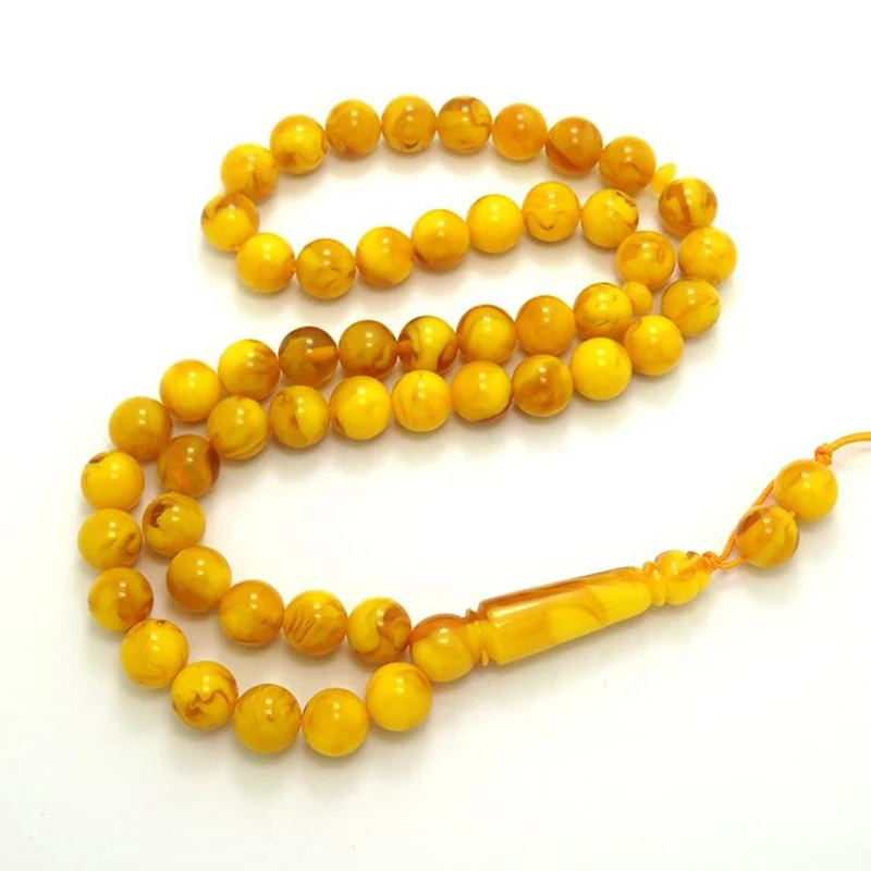 Wholesale resin amber color Muslim amber rosary prayer beads tesbih for women as gift