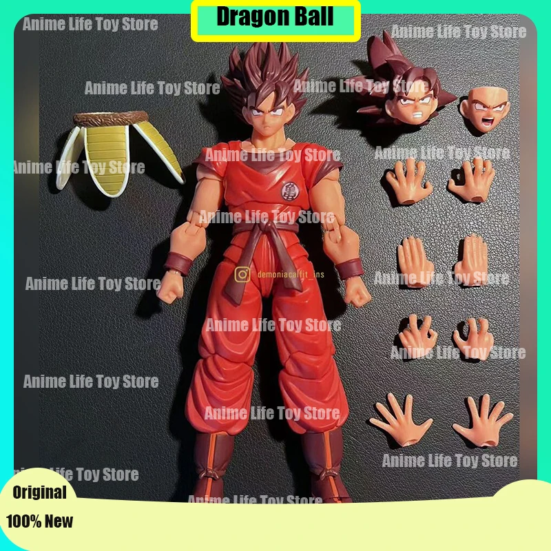 

New Demoniacal Fit Dragon Ball SHF Son Goku Kaio Ken Scarlet Martial Artist 16000 Power Level Anime Action Figures Model Toys