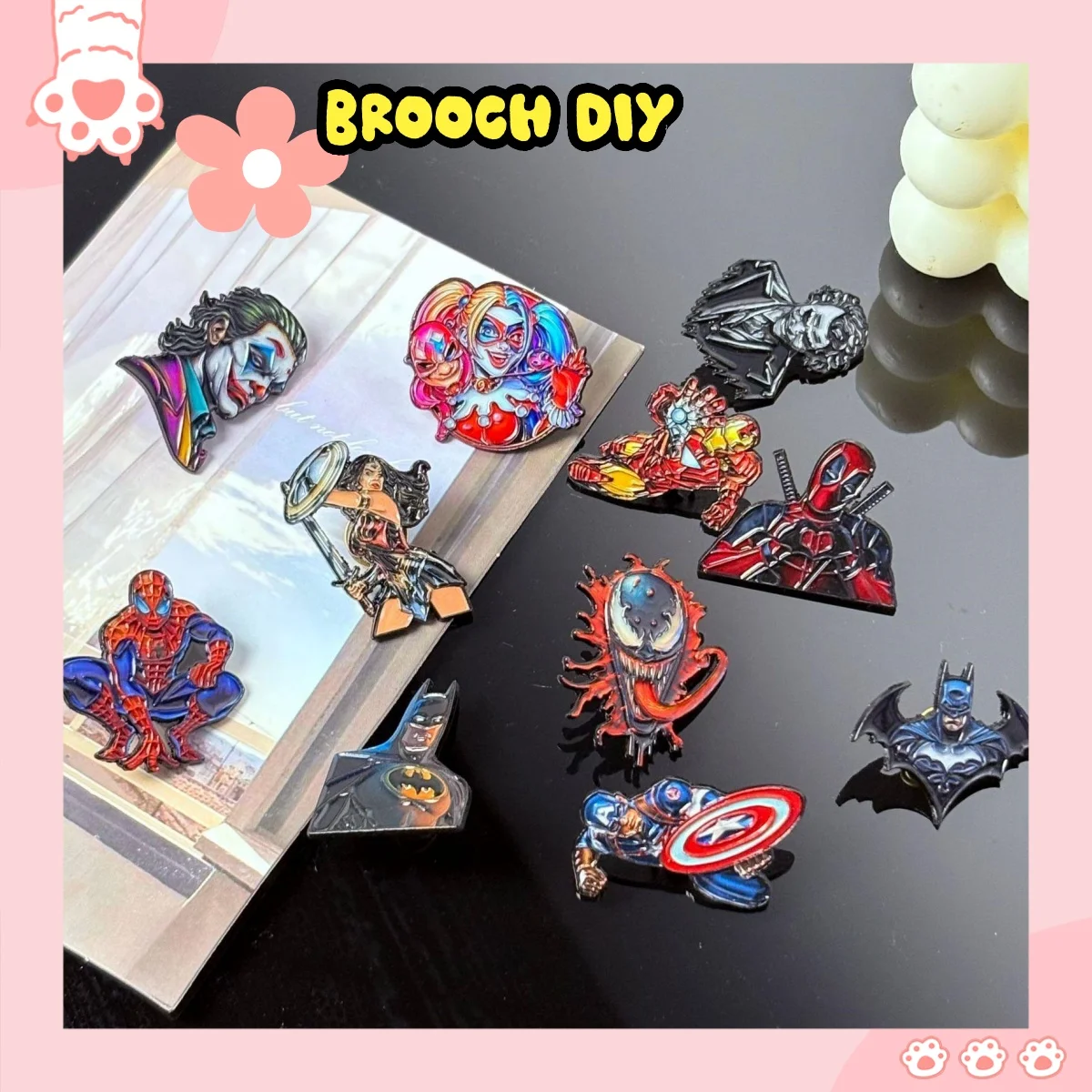 

Marvel Iron Man Spider-Man Metal Badge Brooch Avengers Jewelry Diy Brooch cute anime pins halloween Men and Women's Accessories