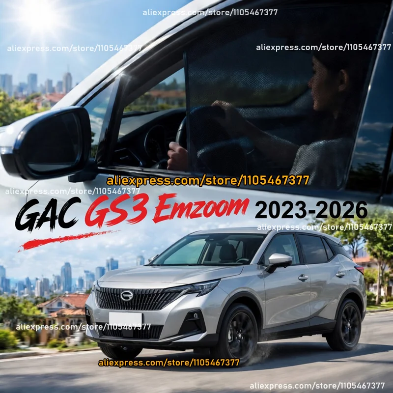 Magnetic Car Window Sunshades for 2023-2026 GAC GS3 Emzoom (2nd Gen). UV Protection & Privacy Side Mesh Curtain