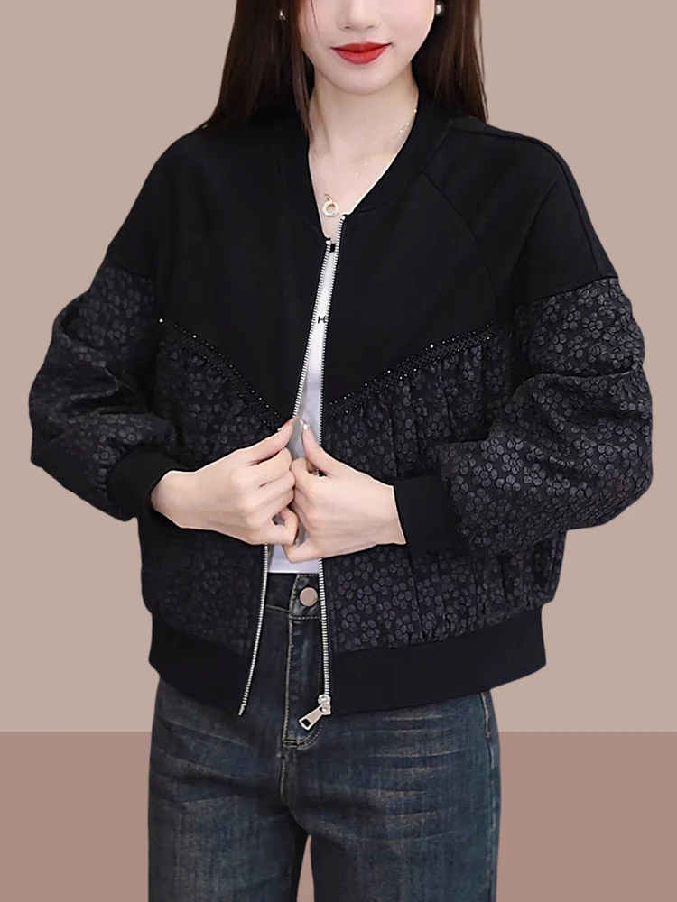 Stylish Ladies Baseball Jacket Spring Autumn New Style Compact Size Fashionable Outerwear Casual Large Size Sweatshirt Short ...