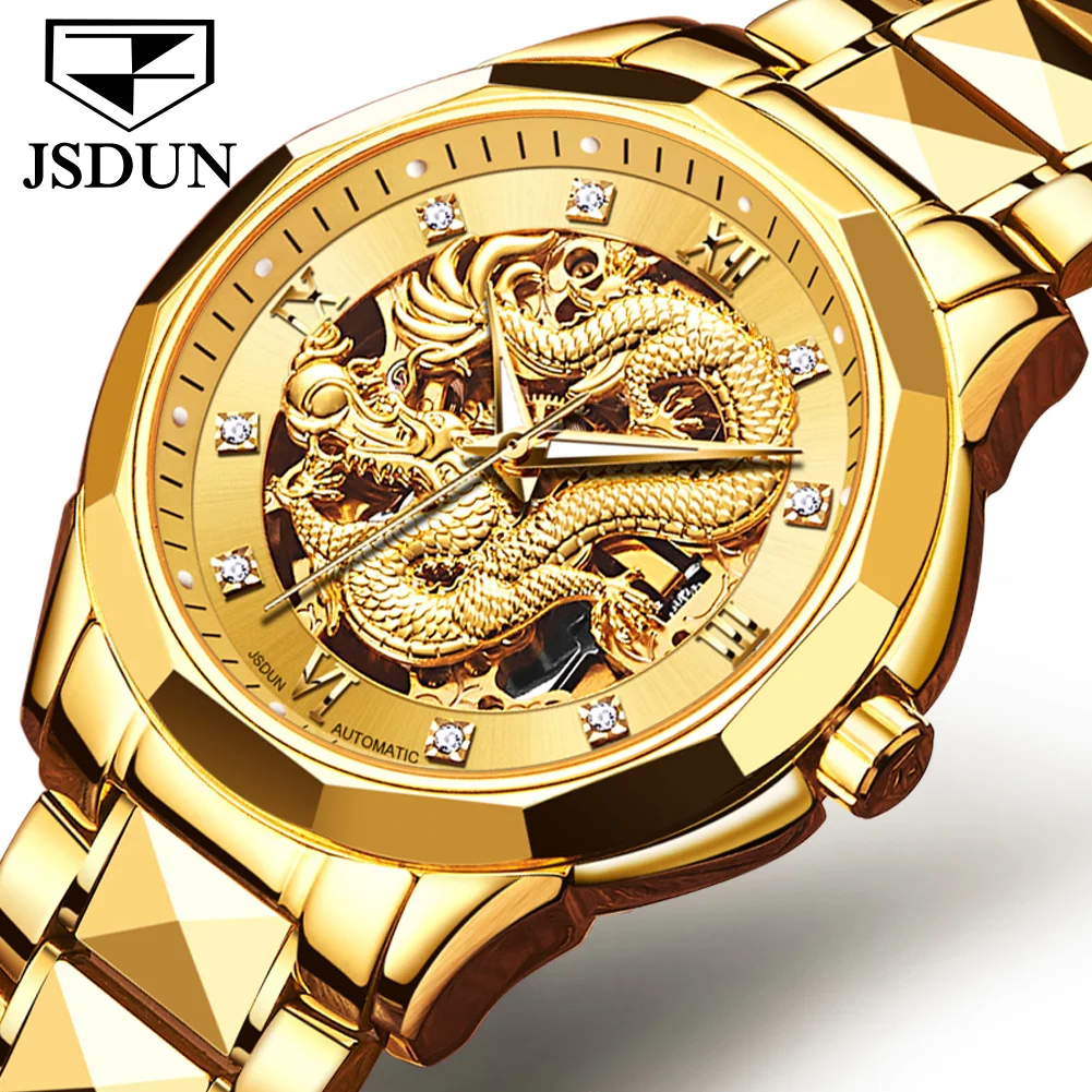 JSDUN Luxury Automatic Mechanical Men\'s Wrist Watches New High Quality Tungsten Steel Watches for Men Fashion Elegant Men Watch