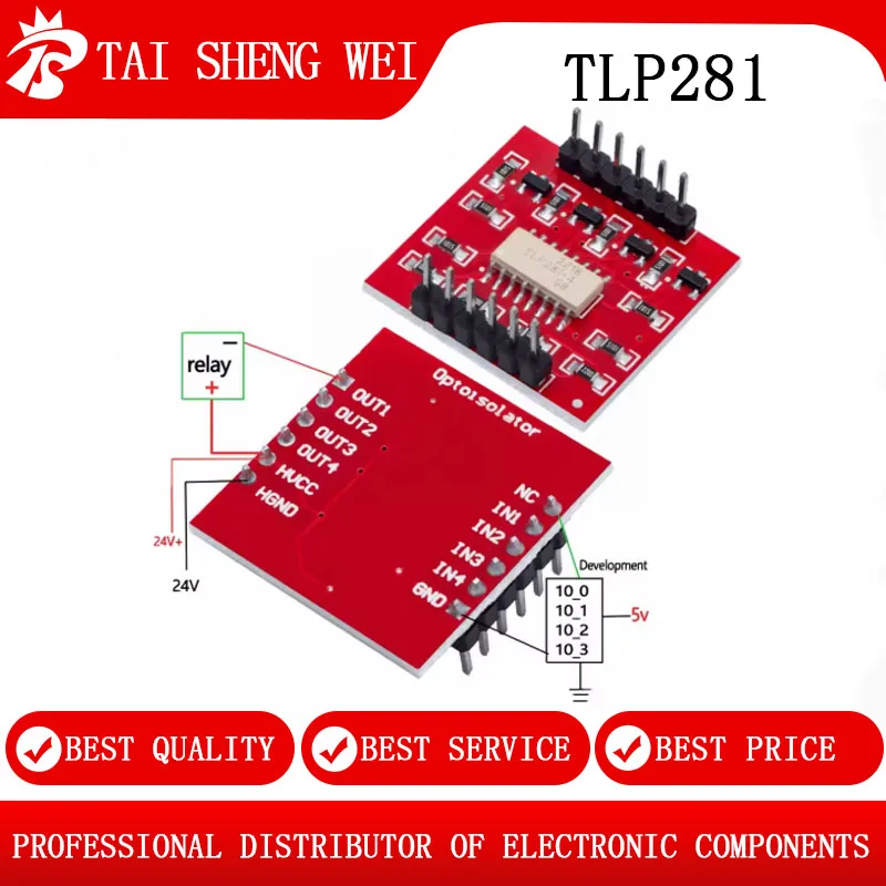 2pcs TLP281 4 TLP281-4 CH 4-Channel Opto-isolator IC Module For Arduino Expansion Board High And Low Level Optocoupler Isolation