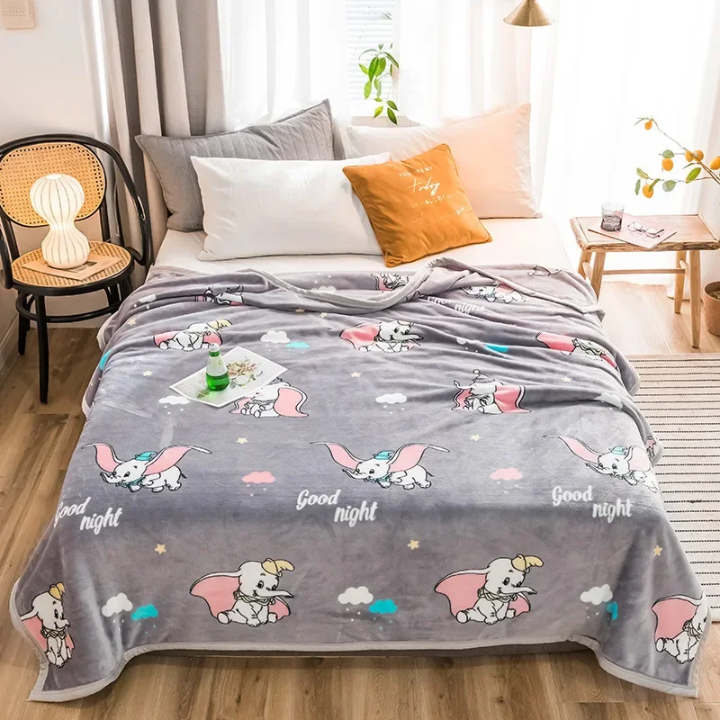 Hot Sale Gray Dumbo Elephant Blanket Super Soft Flannel Flatsheet Sleeping Covers for Baby Children's Bedspread Twin Queen King