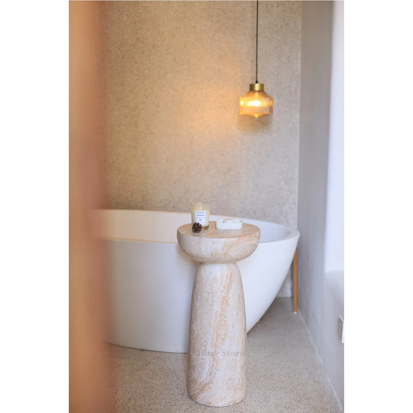 Imitation travertine high-footed sofa side few B & B living room creative designer coffee table balcony art corner few