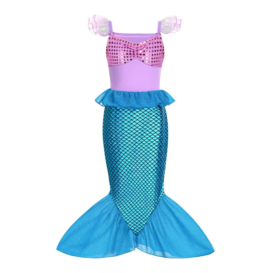 Abito da principessa sirenetta per bambini, compleanno, carnevale, festa di Halloween, vestiti per ragazze fantasia, costume cosplay sirena congelata