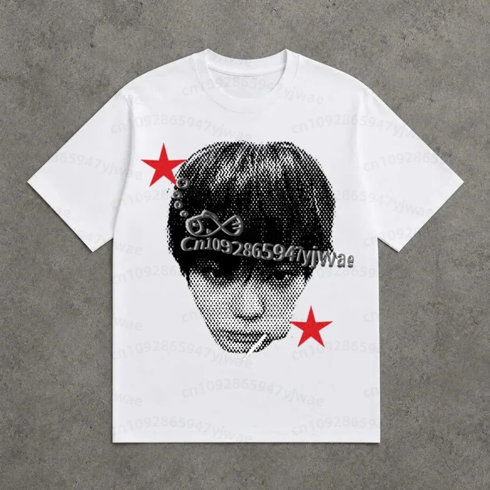 2026 Herren Damen LNGSHOT Big Head T-Shirt Grafik-T-Shirt Ohyuan Woojin Louis Ryul Fans O-Ausschnitt T-Shirt Mode Retro Herren T-Shirt – Detail 9