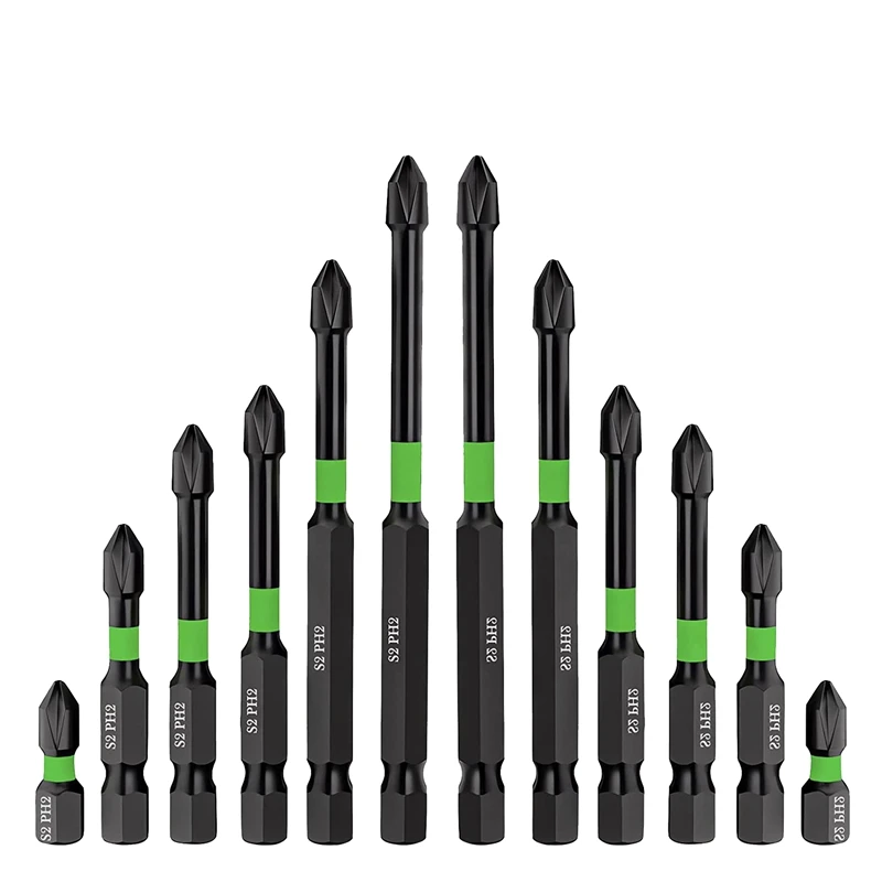 

Magnetic Screwdriver Bit Set, Anti-Slip Magnetic Drill Bit Set, S2 Impact Magnetic, Strong Magnetic PH2 Bits, 12PCS