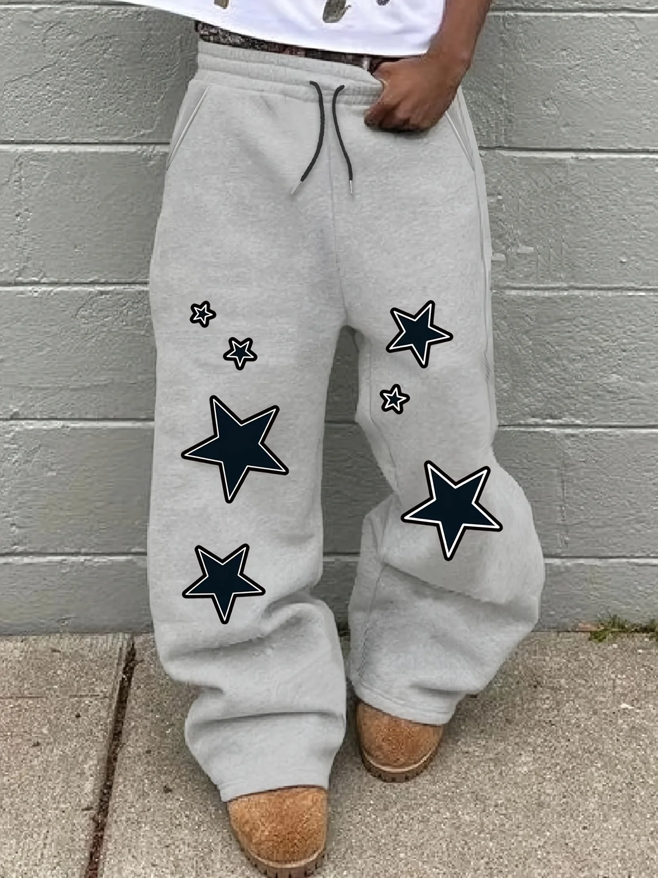 

Новые мужские спортивные брюки прямого кроя с принтом звезд, свободные, удобные и повседневные, универсальные, в стиле стритвир, оверсайз