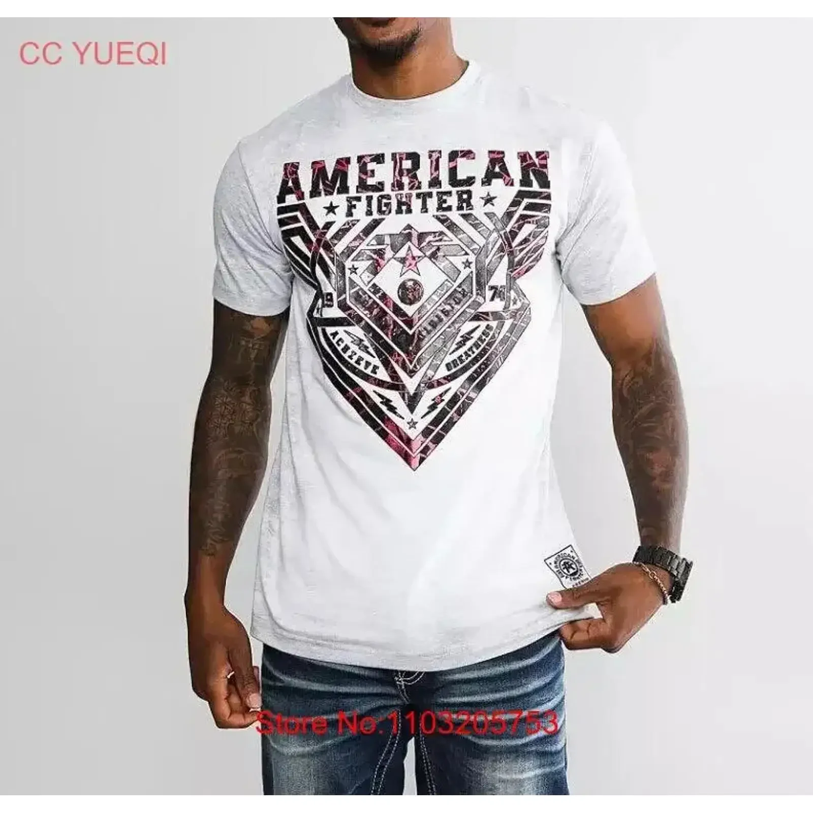 

American Fighter Men's T shirt Santa Clara Athletic Premium XS 4XL vintage Washed streetwear graphic designer clothes Versatile