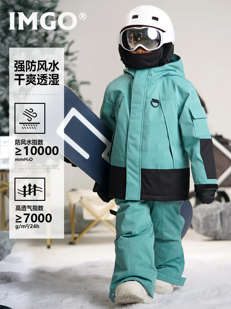 IMGO Professional Children's Ski Suit Set Kid's Snow Wear Waterproof Windproof Thick Warm Winter Outdoor Snowboarding Girls Boys