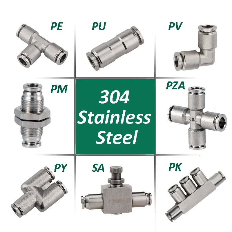 Accesorios para mangueras de aire neumáticas de acero inoxidable 304, conector de tubo de ajuste de temperatura de alta presión de liberación rápida de Metal de alta calidad