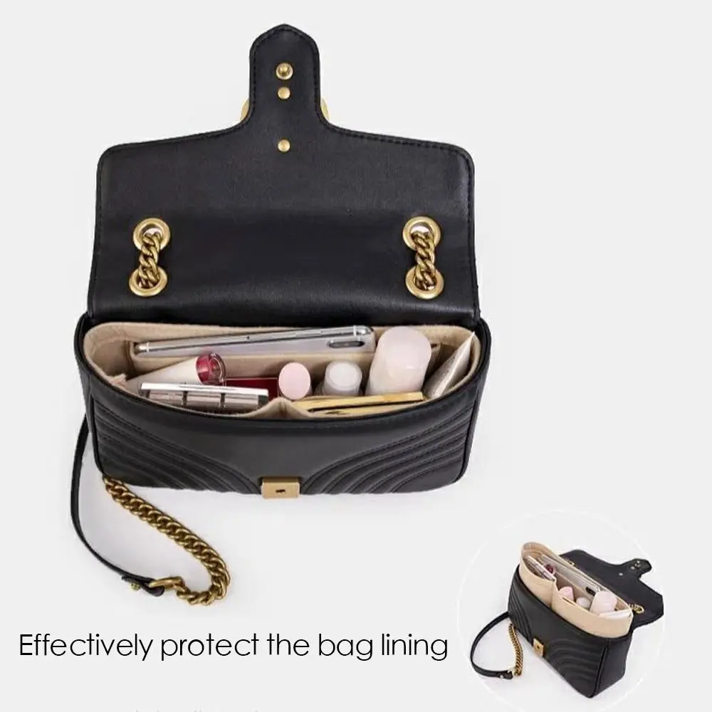 Tragbare weiche Filz einsatz Tasche Handtasche Einsatz Tasche Damen Reisetasche Einsatz Liner Marke Geldbörse Organizer Beutel Make-up Organisatoren – Detail 12