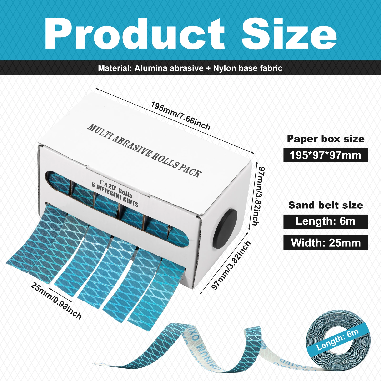 5/6 لفة قماش الصنفرة 1 بوصة × 20 لفات ورق الصنفرة تشكيلة 80 150 240 320 400 600 أحزمة الصنفرة للمعادن النجارة P