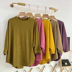 Jersey musulmán de manga larga para mujer, camiseta informal holgada de temperamento, Tops sólidos, primavera y verano, novedad