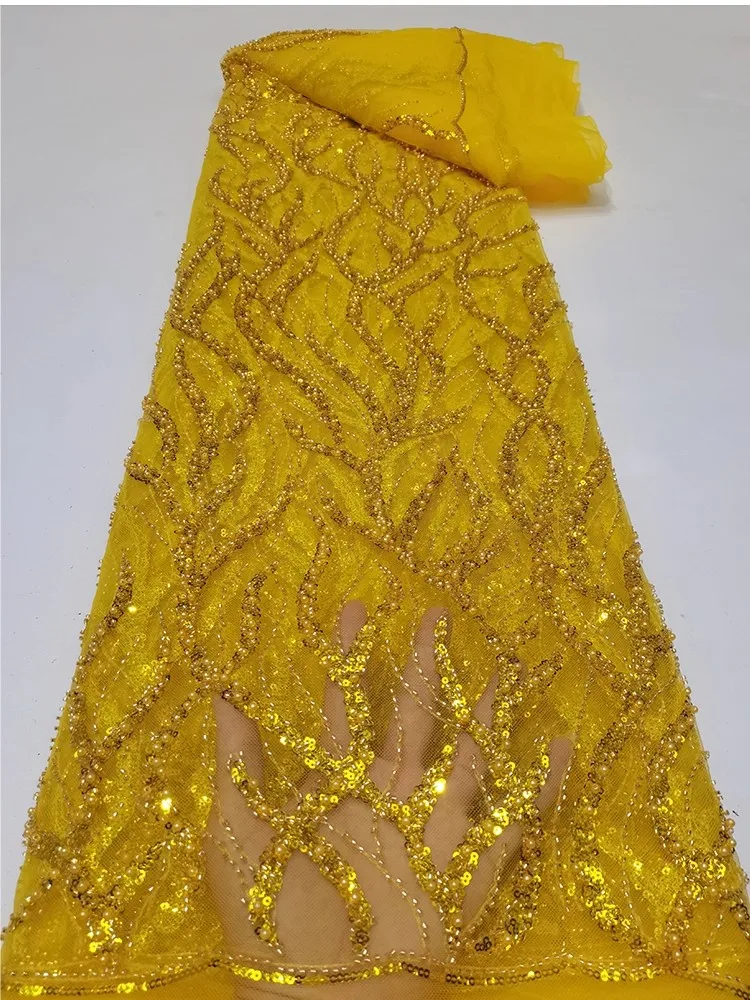 

1yard new Coral bead tube sequin embroidery tela gauze fabric Dress cheongsam fabric for patchwork