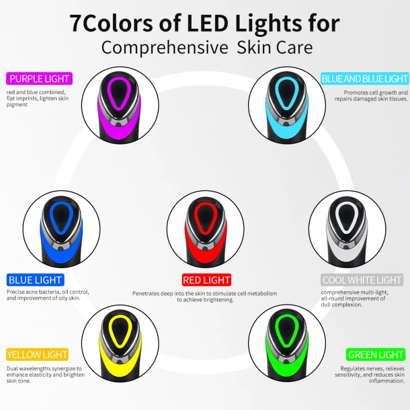 Multifunctionele oogmassager7Color Light Oogbescherming Trillingen Gezichtsinroductieapparaat Rood en blauw licht Oogschoonheidsapparaat
