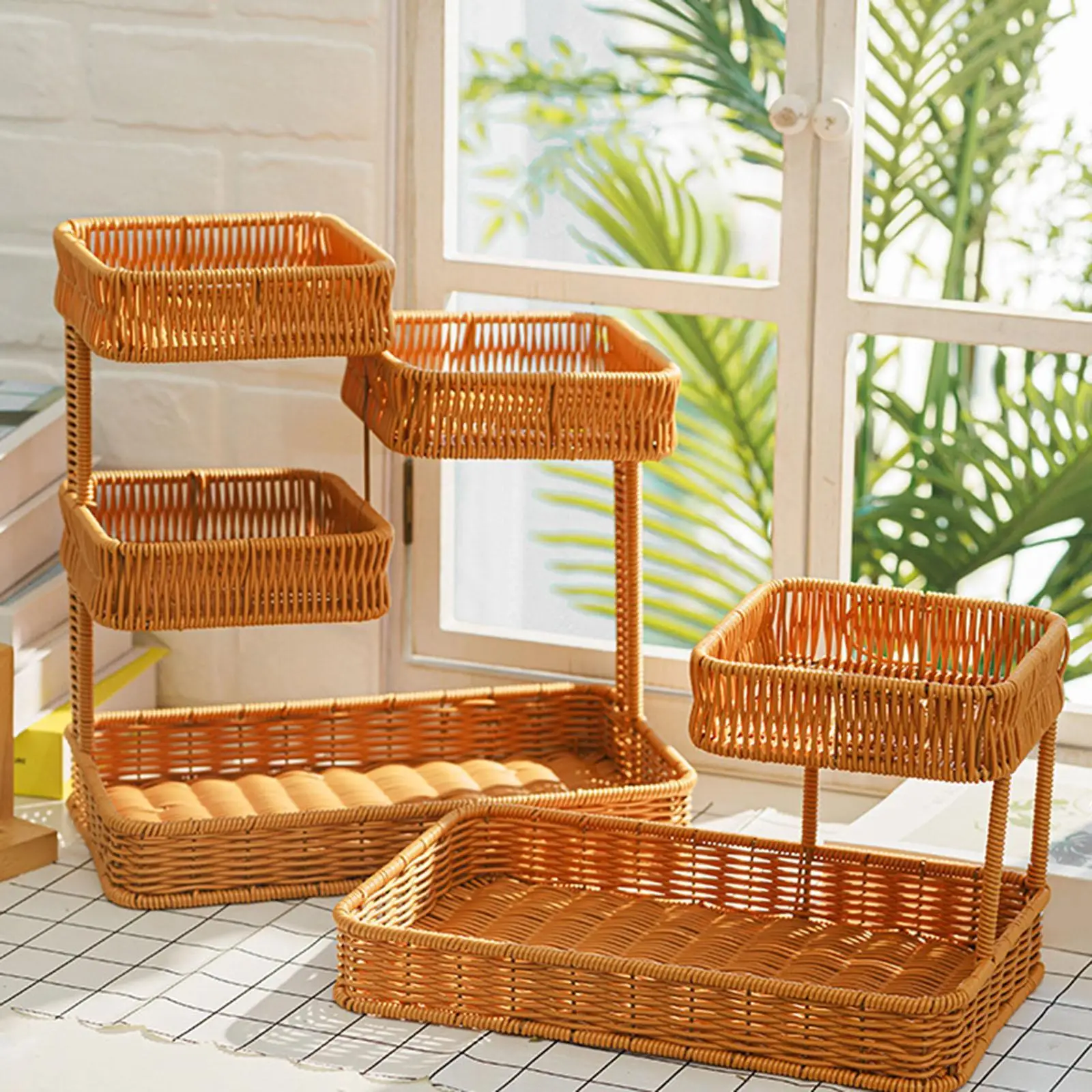 Countertop Storage Rack Handmade Organizer for Desktop Living Room Bathroom