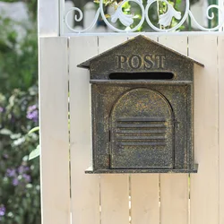 Farmhouse Post Metal Mailbox For Leaving Message Wall Mounted Post Vintage Style Storing Messages Garden Decoration