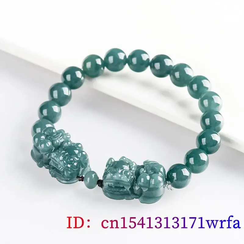 Burmese Jadeite Pixiu Bracelet Jewelry Luxury Man Natural Women Vintage Gifts Real Blue Talismans Designer Carved Jade Amulet