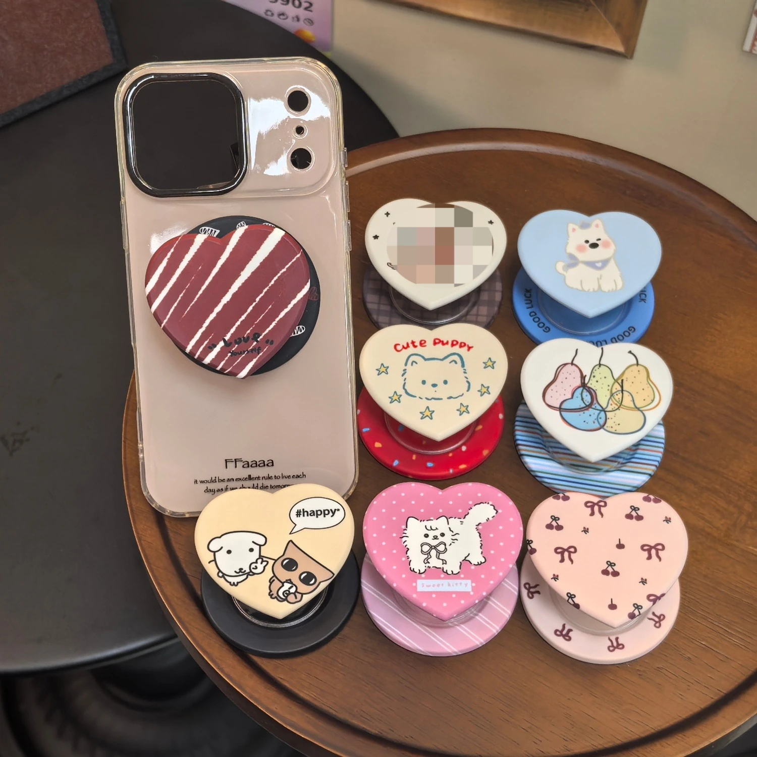 Aesthetic Cute Sweet Heart Pet Magnetic Phone Holder Airbag Grip Stand Collapsible Bracket Gift For Girls For iPhone 17 Samsung
