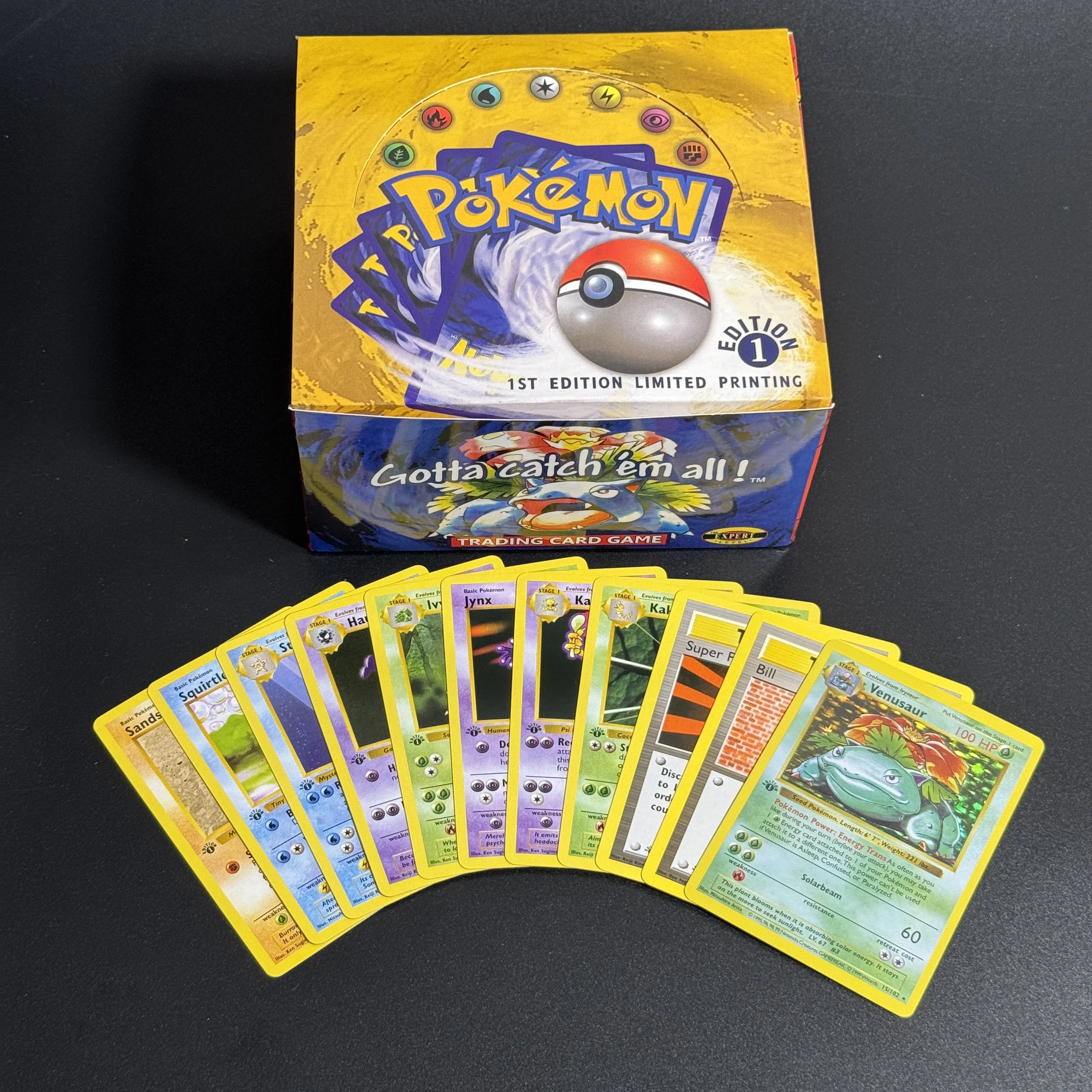PKM 1STEdition 36Packs/Box Classic Base Set Battle Booster Proxy PTCG Game Card Whole Set Charizrd Blastoise Venusaur Collection