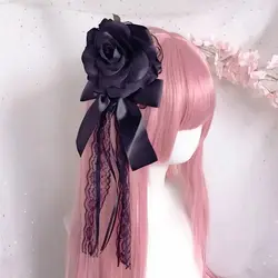 Vintage Lace Rose Hairpin Flower Balls Bowknot Hair Clip Women Cosplay Headdress Sweet Maid Headwear Fashion Hair Decor