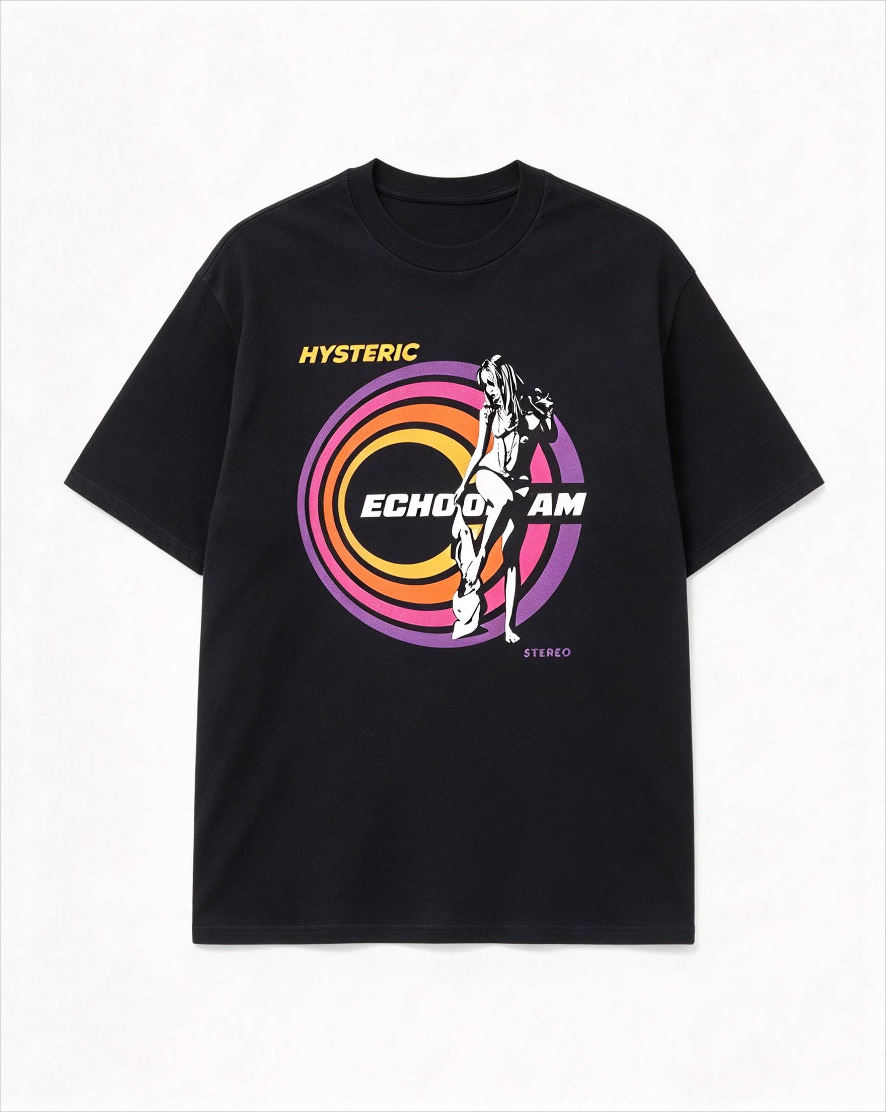 2026 New Hysteric Glamour Family Matching Oversized Unisex Streetwear T Shirt Retro Color Circle Print Short Sleeve Casual Tees